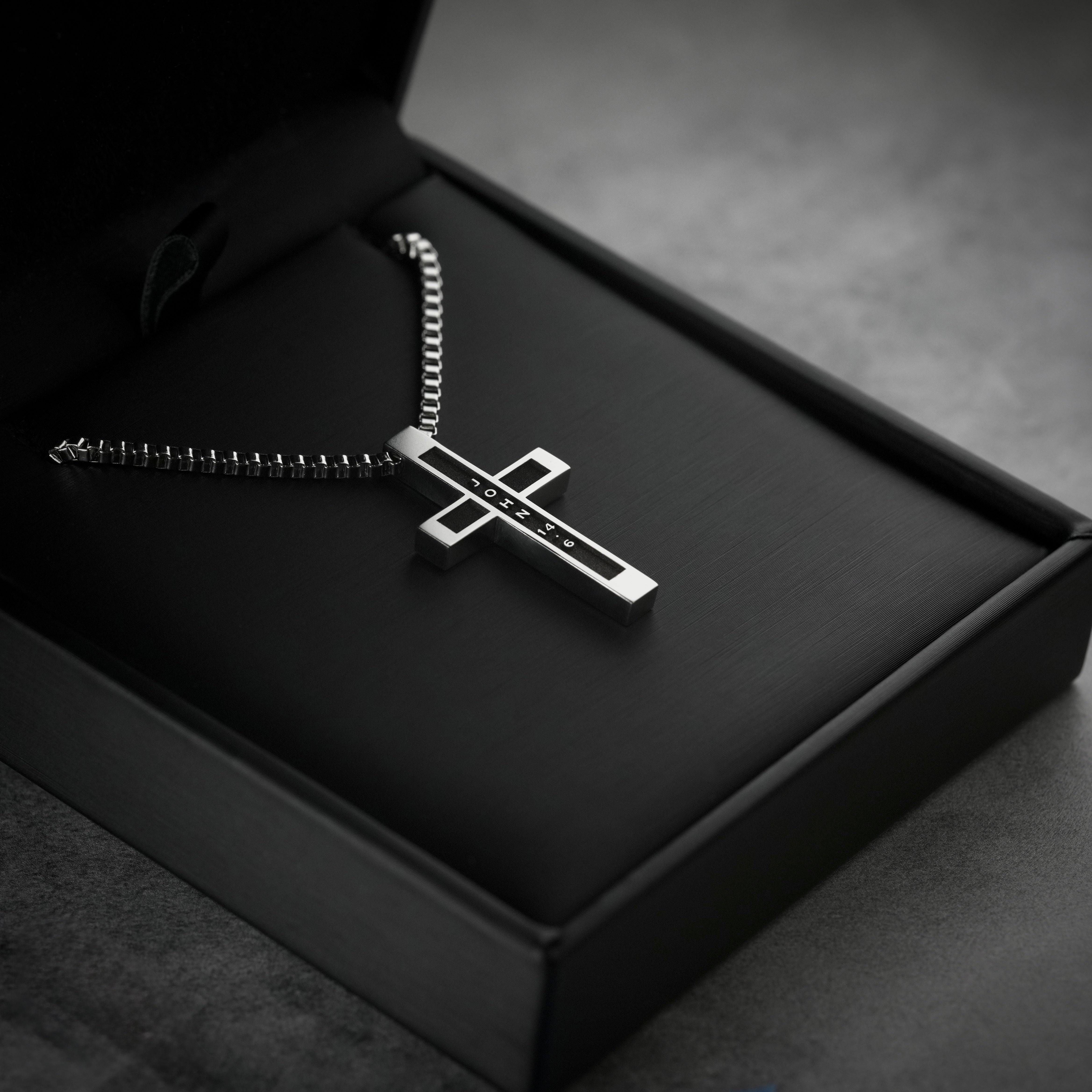 John 14:6 | Summit Cross mens necklace displayed in black gift box
